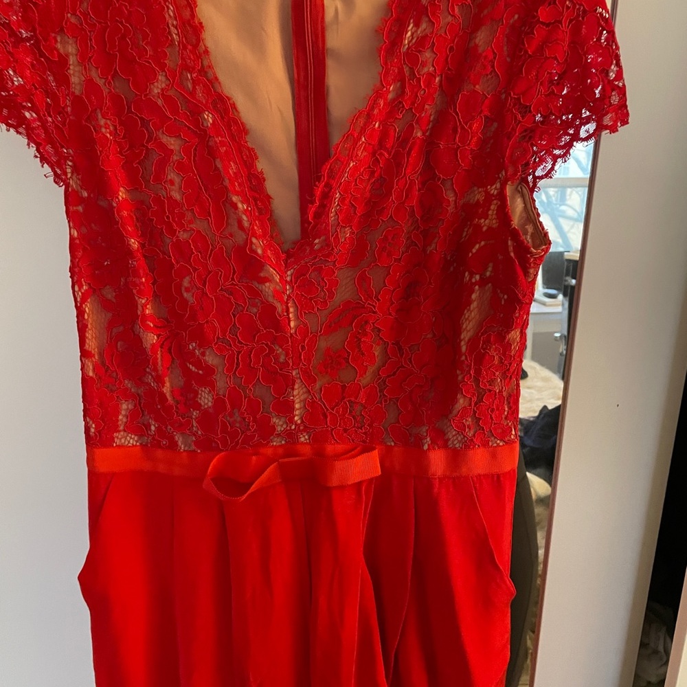 Red lace romper